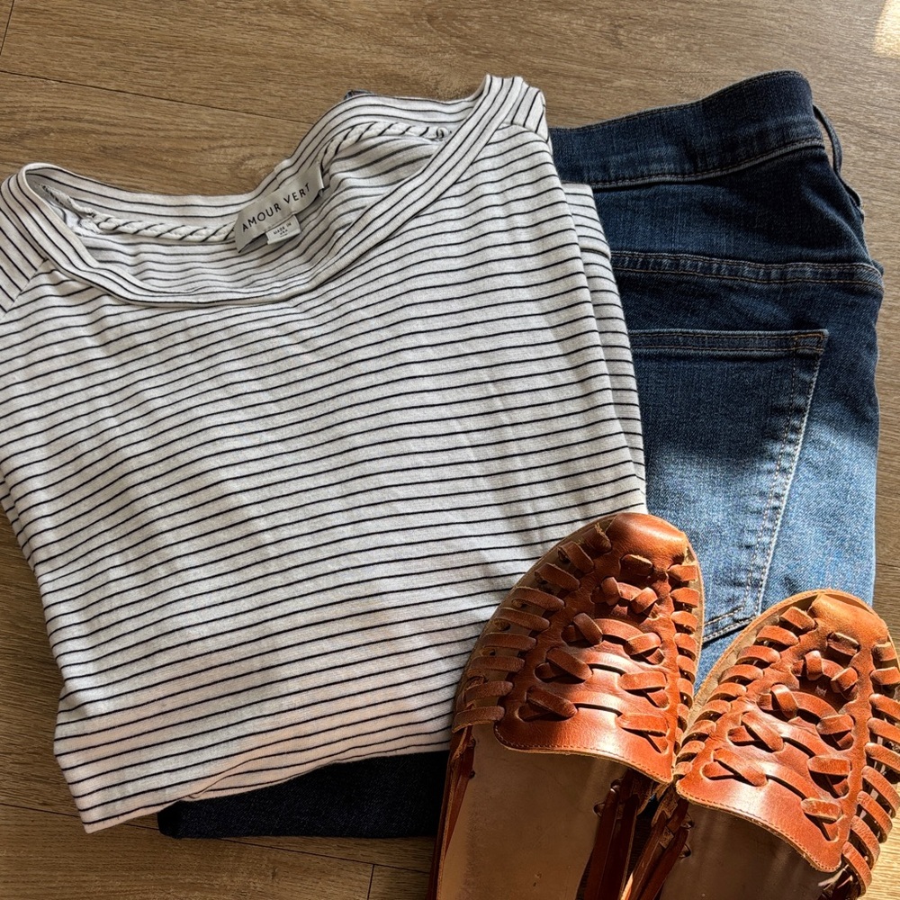 Amour Vert Striped Top 3/4 sleeve xl